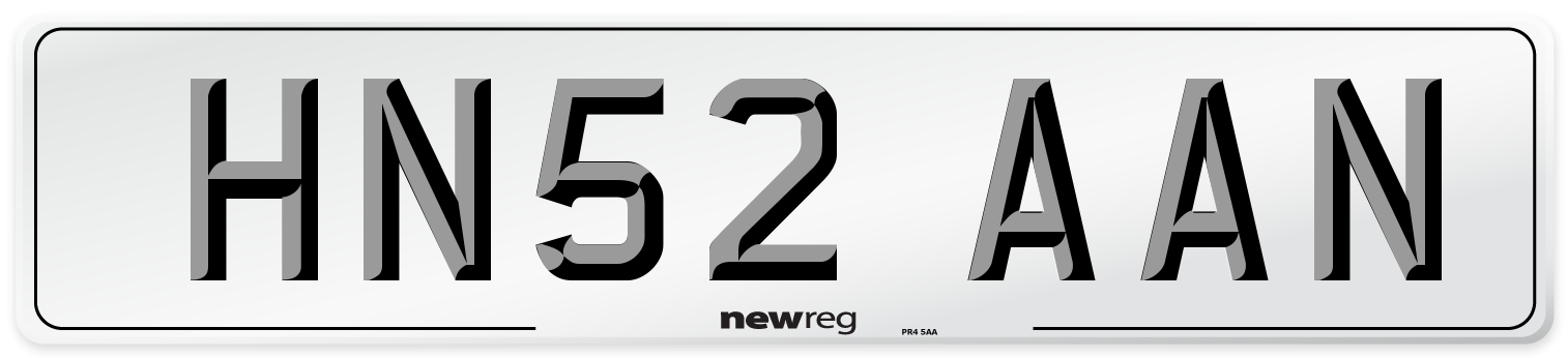 HN52 AAN Number Plate from New Reg